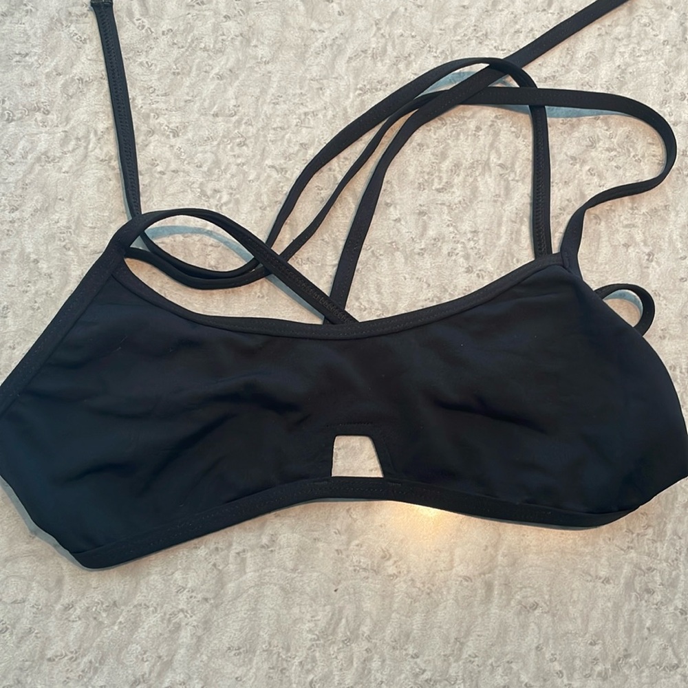 Black Jolyn tie back swim top